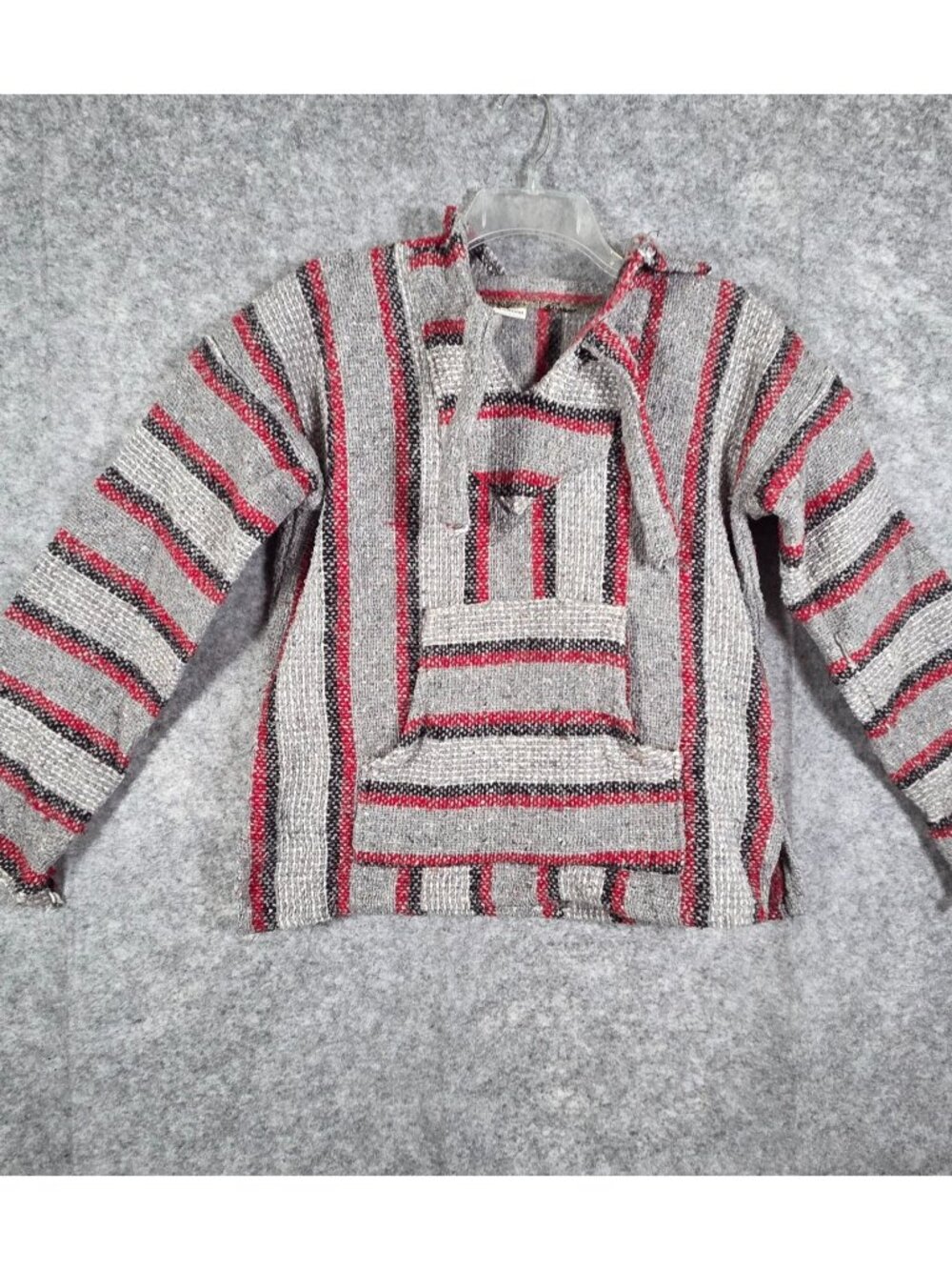 Artesanias Women's Long Sleeve Hooded Drug Rug Multi Color Striped Size S Surf